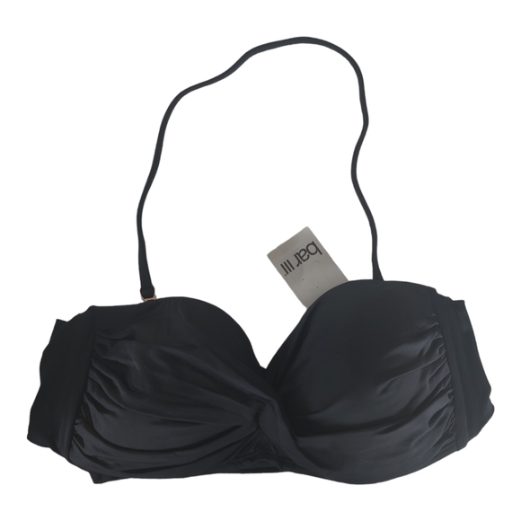 NWT Bar III Twist Bandeau Bikini Swim Top, Size S, Color Black. - Picture 5 of 11